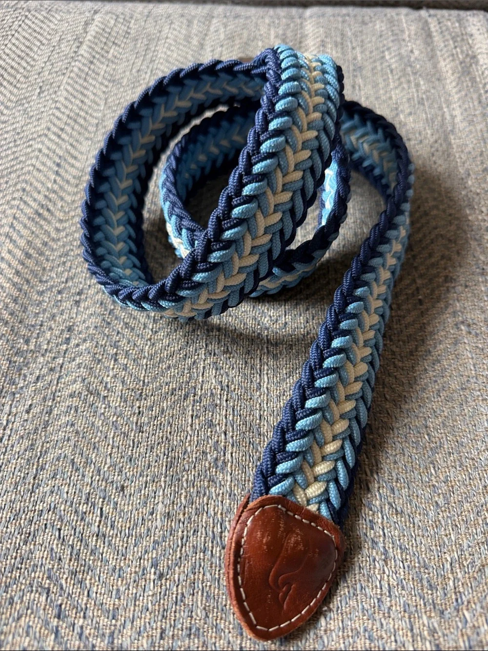 Vineyard Vines Men’s Blue/Light Braided Stretch Leather Belt Size: 30